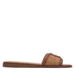 Klapki Aldo. Brązowe klapki damskie ALDO, bez wzorów, bez obcasa, bez zapięcia. Za 159.99 zł.