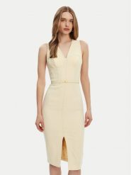 Elisabetta Franchi Sukienka koktajlowa AB-706-51E2-DC7 Żółty Slim Fit. Żółte sukienki damskie Elisabetta Franchi, bez wzorów, z syntetyku, wizytowe, bez ramiączek. Za 1,859.00 zł.