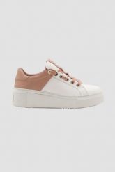 VALENTINO Biało-różowe sneakersy Baraga S Sneaker Lace-U. Białe obuwie sportowe damskie Valentino by Mario Valentino, bez zapięcia. W wyprzedaży za 799.99 zł.