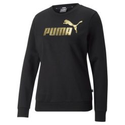 Puma Bluza Ess+ Metallic Logo 84995601. Czarne bluzy damskie Puma, m, bez wzorów, bez kaptura. Za 225.00 zł.