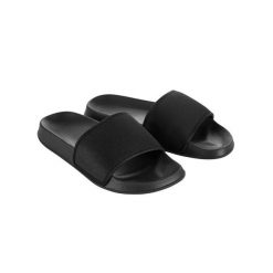 Japonki Unisex Dla Dorosłych. Czarne klapki damskie JUST COOL, bez wzorów, z materiału, bez obcasa, bez zapięcia. Za 76.99 zł.