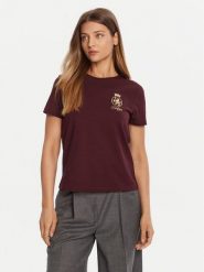 Tommy Hilfiger T-Shirt Gold Crest WW0WW46153 Bordowy Regular Fit. Czerwone t-shirty damskie Tommy Hilfiger, m, bez wzorów, z bawełny, bez kołnierzyka. Za 179.99 zł.