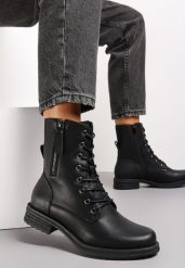 Czarne Botki Workery z Sznurowaniem Beatia. Czarne botki damskie Renee, na zimę, z jeansu, eleganckie, bez obcasa, na obcasie, bez zapięcia. Za 149.99 zł.
