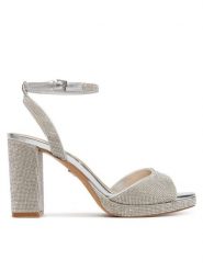 Aldo Sandały Alluring 13918870 Srebrny. Szare sandały damskie ALDO, bez wzorów, ze skóry, bez obcasa, na słupku, bez zapięcia. Za 499.99 zł.