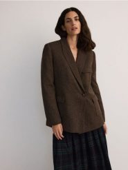 Melanżowa marynarka z wełną - wielobarwny. Marynarki i żakiety damskie Reserved, l, bez wzorów, z tkaniny. W wyprzedaży za 299.99 zł.