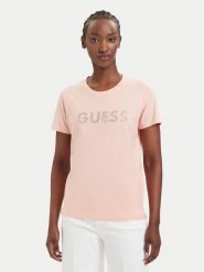 Guess T-Shirt W6GI15 K3035 Koralowy Regular Fit. Pomarańczowe t-shirty damskie Guess, s, z aplikacjami, z bawełny, bez kołnierzyka. Za 138.99 zł.