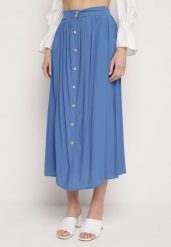 Niebieska Spódnica Maxi z Guzikami i Gumką w Pasie Aurorsa. Niebieskie spódnice damskie Born2be, na co dzień, l, bez wzorów, eleganckie, maxi. Za 59.99 zł.