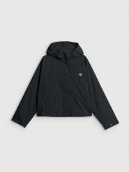 4F Kurtka przejściowa damska - czarna L. Czarne kurtki damskie 4F, l, bez wzorów, z materiału, bez kaptura. Za 349.99 zł.