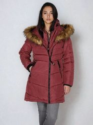 CANADA weather gear Płaszcz zimowy w kolorze jagodowym rozmiar: S. Czerwone płaszcze damskie CANADA weather gear, na zimę, s, bez wzorów, z puchu, bez kaptura. Za 304.99 zł.