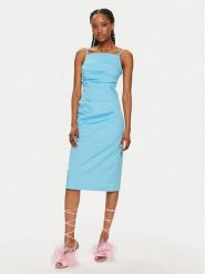 Marella Sukienka letnia Roxs 2413221382 Niebieski Slim Fit. Niebieskie sukienki damskie Marella, bez wzorów, z bawełny, bez ramiączek. Za 1,189.00 zł.
