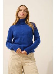 Just Cashmere Kaszmirowy golf "Estelle" w kolorze niebieskim rozmiar: XL. Niebieskie golfy damskie Just Cashmere, xl, bez wzorów, z kaszmiru, bez ramiączek. Za 386.53 zł.