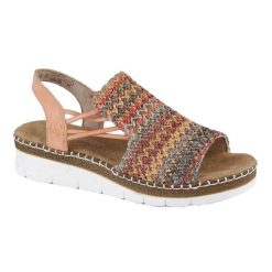 Szydełkowe Sandały Damskie. Czarne sandały damskie Rieker, bez wzorów, bez obcasa, bez zapięcia. Za 537.99 zł.