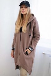 Bluza na suwak z kapturem mocca. Bluzy damskie KESI, l, bez wzorów, z bawełny, z kapturem. Za 355.46 zł.