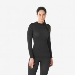 Koszulka termoaktywna narciarska damska Wedze BL 500 seamless. Czarne koszulki damskie WED'ZE, m, bez wzorów, z elastanu, bez kołnierzyka, bez ramiączek. Za 69.99 zł.