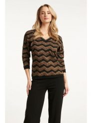 Smashed Lemon Sweter w kolorze czarno-jasnobrązowym rozmiar: XL. Brązowe swetry klasyczne damskie Smashed Lemon, xl, bez kołnierzyka. Za 104.99 zł.
