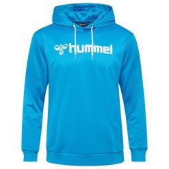 Bluza z kapturem Hummel Logo. Niebieskie bluzy damskie Hummel, bez wzorów, z kapturem. Za 177.50 zł.