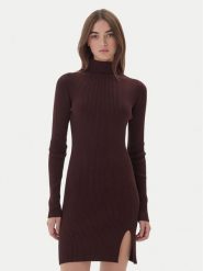 Kontatto Sukienka dzianinowa 3M0827C Brązowy Slim Fit. Brązowe sukienki damskie Kontatto, bez wzorów, z dzianiny, bez ramiączek. Za 349.99 zł.