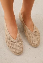 Ciemnobeżowe Szydełkowe Balerinki VICES z Plecionki Wolfs. Brązowe balerinki damskie Born2be, bez wzorów, z jeansu. Za 99.99 zł.