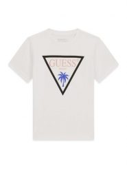 Guess T-Shirt L6GI27 J1314 Biały Regular Fit. Białe t-shirty i koszulki chłopięce Guess, z aplikacjami, z bawełny, bez kołnierzyka, bez ramiączek. Za 114.99 zł.
