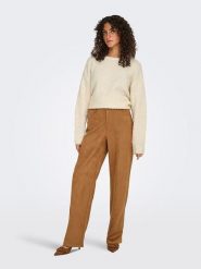 ONLY Sweter w kolorze beżowym rozmiar: XS. Brązowe swetry klasyczne damskie Only, xs, bez kołnierzyka. Za 87.81 zł.