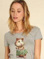 WOOOP Koszulka "Hamster Hula" w kolorze szarym rozmiar: XXL. Szare bluzki damskie Wooop, xxl, bez wzorów, bez kołnierzyka, bez ramiączek. Za 70.24 zł.