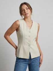 MOSS COPENHAGEN Kamizelka "Esteriane" w kolorze kremowym rozmiar: XL. Brązowe kamizelki damskie Moss Copenhagen, xl, bez wzorów, bez kaptura. Za 170.87 zł.