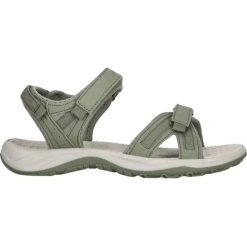 Sandały damskie Whistler Kali. Zielone sandały damskie WHISTLER, bez wzorów, z materiału, bez obcasa, bez zapięcia. Za 255.00 zł.