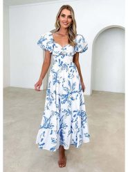 Tazga Sukienka w kolorze biało-niebieskim rozmiar: 34. Białe sukienki damskie Tazga, bez wzorów, bez ramiączek. Za 122.96 zł.