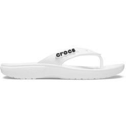 Japonki Dla Dorosłych Crocs Classic Flip. Białe klapki damskie Crocs, bez wzorów, z materiału, bez obcasa, bez zapięcia. Za 97.99 zł.