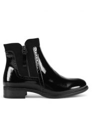 Clara Barson Botki WS6380-02 Czarny. Czarne botki damskie Clara Barson, ze skóry, bez obcasa, na płaskiej podeszwie, bez zapięcia. Za 149.99 zł.