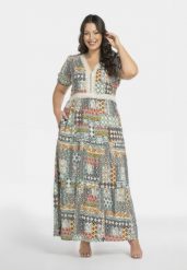 Sukienka długa letnia boho maxi FLORA niebieski druk z beżową koronką. Brązowe sukienki damskie KARKO, bez wzorów, z bawełny, boho, bez ramiączek. Za 549.50 zł.