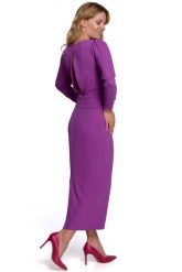 Elegancka ołówkowa sukienka z odkrytymi plecami fuksja. Czerwone sukienki damskie Sukienki.shop, bez wzorów, eleganckie, bez ramiączek. Za 409.00 zł.