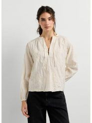 Pepe Jeans Bluzka "Frida" w kolorze kremowym rozmiar: S. Brązowe bluzki damskie Pepe Jeans, s, bez wzorów, z bawełny, bez kołnierzyka, bez ramiączek. Za 219.08 zł.