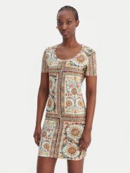 Just Cavalli Sukienka codzienna 80PAOE02 CJ112 Beżowy Slim Fit. Brązowe sukienki damskie Just Cavalli, bez wzorów, z bawełny, bez ramiączek. Za 740.99 zł.