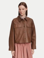 Weekend Max Mara Kurtka skórzana Piovra 2625446021 Brązowy Regular Fit. Brązowe kurtki damskie Weekend Max Mara, bez wzorów, ze skóry, bez kaptura. Za 2,529.00 zł.