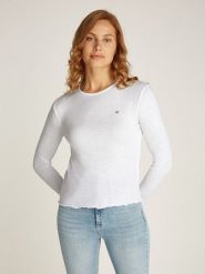 TOMMY JEANS Koszulka w kolorze białym rozmiar: L. Białe bluzki damskie Tommy Jeans, l, bez wzorów, z jeansu, bez kołnierzyka, bez ramiączek. Za 140.53 zł.