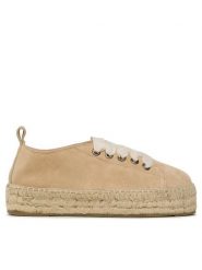 Manebi Espadryle Lace-Up Espadrilles K 1.1 E0 Beżowy. Brązowe espadryle damskie Manebi, bez wzorów, ze skóry, bez obcasa. Za 649.99 zł.