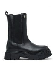 Calvin Klein Kozaki Tronchetto V4A5-83137-1355 S Czarny. Czarne kozaki dziewczęce Calvin Klein, bez wzorów, ze skóry, bez obcasa, bez zapięcia. Za 539.99 zł.