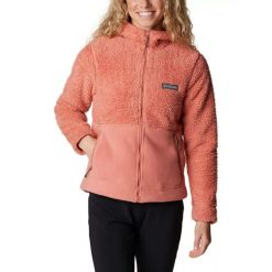 Damska kurtka Columbia Winter Pass Sherpa Hooded z kapturem i zamkiem błyskawicz. Czerwone kurtki damskie Columbia, s, bez wzorów, z polaru, z kapturem. W wyprzedaży za 373.00 zł.