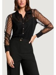 Morgan Koszula 261-TMUSIC Czarny Regular Fit. Czarne koszule damskie Morgan, l, bez wzorów, z syntetyku, bez kołnierzyka, bez ramiączek. Za 239.99 zł.