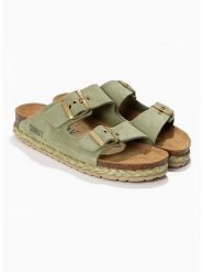 Sunbay Skórzane klapki "Trefle" w kolorze khaki rozmiar: 39. Brązowe klapki damskie Sunbay, bez wzorów, z otwartym noskiem, bez obcasa, bez zapięcia. Za 223.46 zł.
