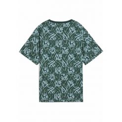 Damska luźna koszulka ESS GRAPHIC PUMA Green Moon. Zielone koszulki sportowe damskie Puma, s, bez wzorów, z gumy, bez ramiączek. Za 78.99 zł.