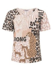 Zwillingsherz Koszulka "Leo Strong" w kolorze beżowym rozmiar: XL. Brązowe bluzki damskie Zwillingsherz, xl, bez wzorów, bez kołnierzyka, bez ramiączek. Za 82.99 zł.