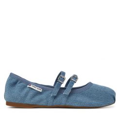 Baleriny Tommy Jeans. Niebieskie balerinki damskie Tommy Jeans, bez wzorów, z denimu. Za 199.99 zł.