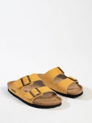 BACKSUN Klapki "Bali" w kolorze żółtym rozmiar: 39. Żółte klapki damskie Backsun, bez wzorów, z otwartym noskiem, bez obcasa, bez zapięcia. Za 195.95 zł.