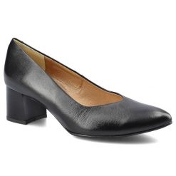 Czarne Czółenka Espirito Damskie Eleganckie Obuwie. Czarne czółenka damskie Espirito, bez wzorów, ze skóry, bez obcasa. Za 289.00 zł.