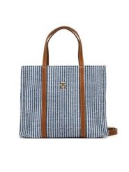 Tommy Hilfiger Torebka Th Premium Beach Le Mini Tote AW0AW17208 Niebieski. Niebieskie torebki klasyczne damskie Tommy Hilfiger, z materiału, bez dodatków. Za 419.99 zł.