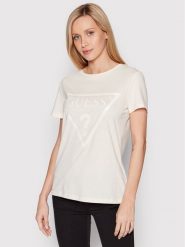 Guess T-Shirt V2YI07 K8HM0 Beżowy Regular Fit. Brązowe t-shirty damskie Guess, l, z aplikacjami, z bawełny, bez kołnierzyka. Za 109.99 zł.