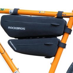 Zestaw dwóch torebek na ramę rowerową Rockbros AS-075. Czarne torebki klasyczne damskie ROCKBROS, bez dodatków. Za 230.00 zł.