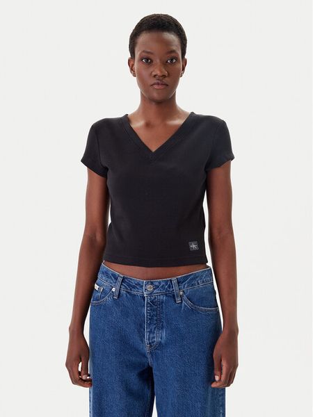 Calvin Klein Jeans T-Shirt LV047C910G Czarny Regular Fit. Czarne t-shirty damskie Calvin Klein Jeans, m, bez wzorów, z jeansu, bez kołnierzyka. Za 179.99 zł.